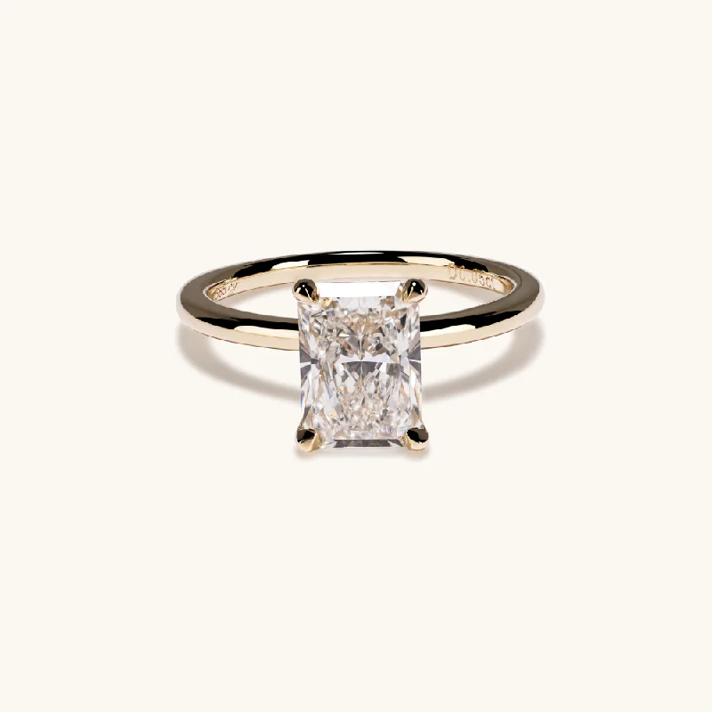 1.78 Radiant Lab Diamond Engagement Ring with Hidden Halo