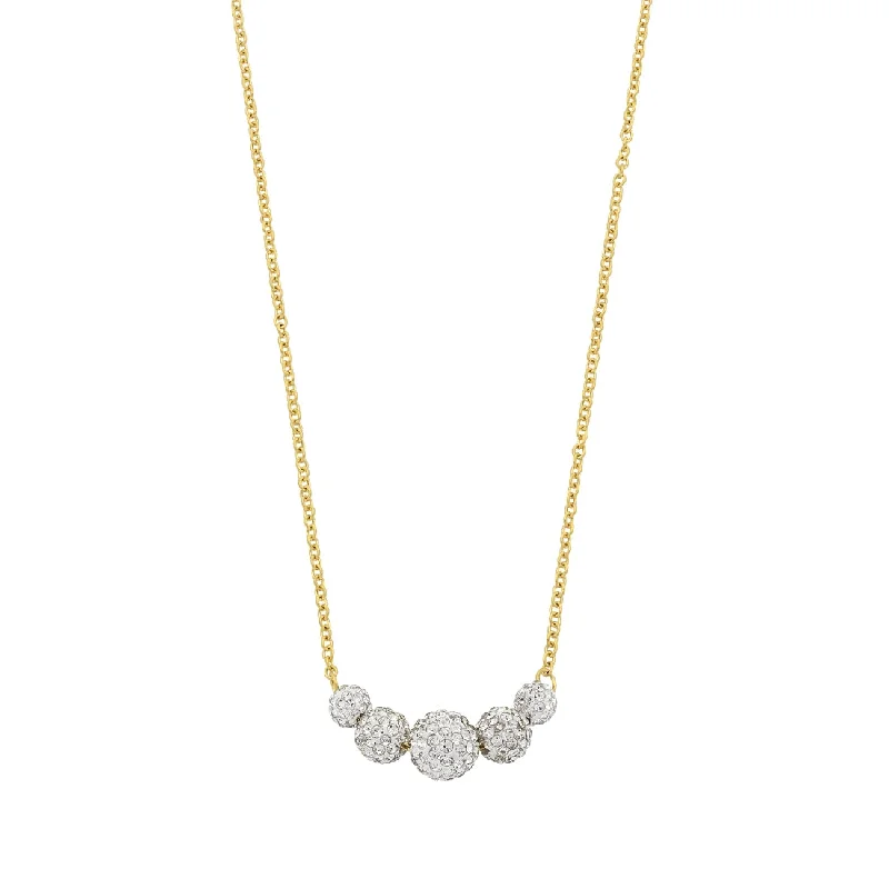 Stainless Steel Yellow Crystal Pave Ball Necklace