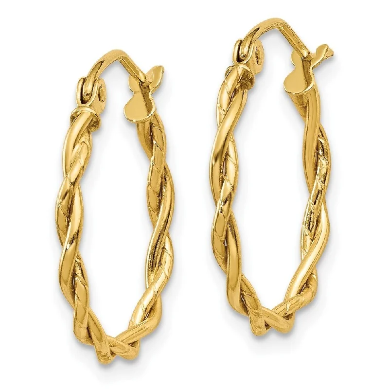 Diamond2Deal 10k Yellow Gold Polished 2.25mm Twisted Hoop Earrings (L-14mm, W-2.25mm)