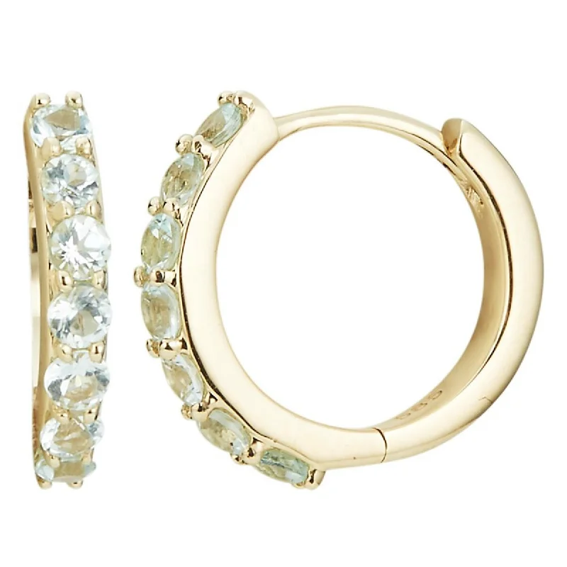 14KT Yellow Gold Paraiba Tourmaline Hoop Earrings