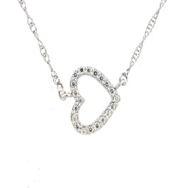 1/10 CTW Diamond Heart Sideway Necklace in Sterling Silver