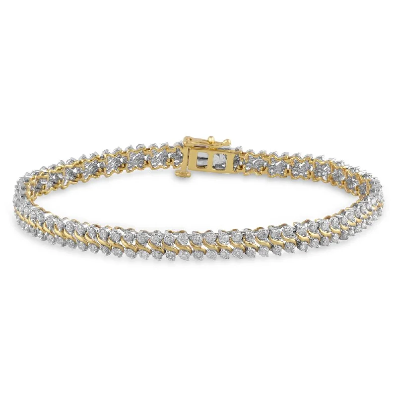 Fancy Cut Tennis Bracelet with 3.00ct of Diamonds in 9ct Yellow Gold