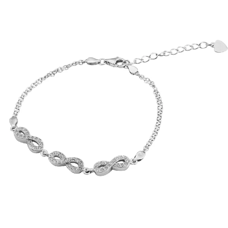 19cm Sterling Silver Cubic Zirconia Infinity Bracelet