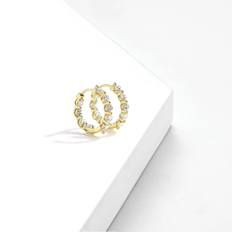 Lab Grown 2ct TDW Diamond Hoop Earrings in 14k Gold for Women