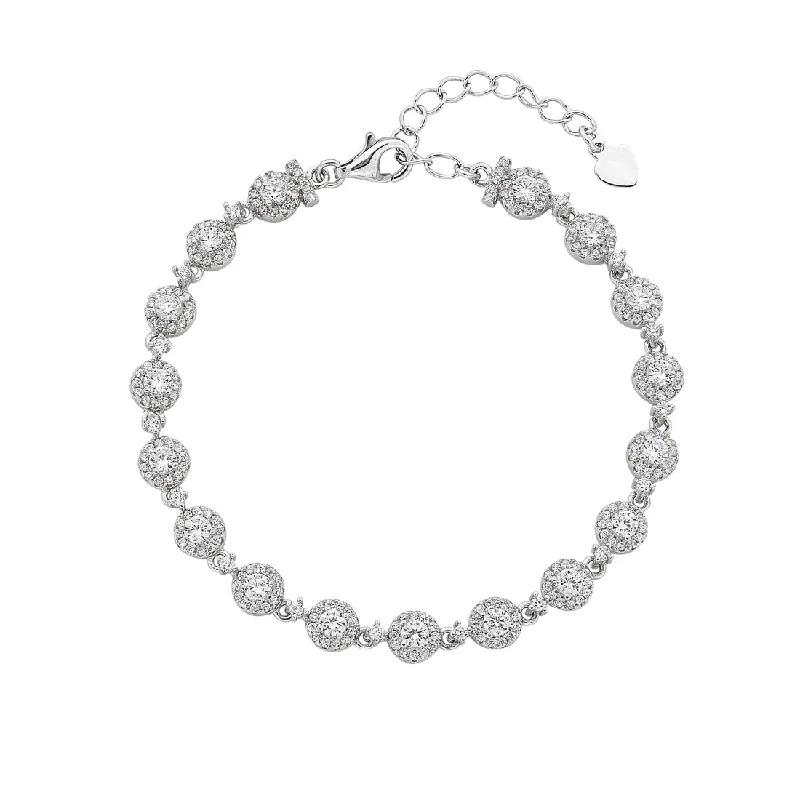 Sterling Silver Cubic Zirconia Halo Bracelet