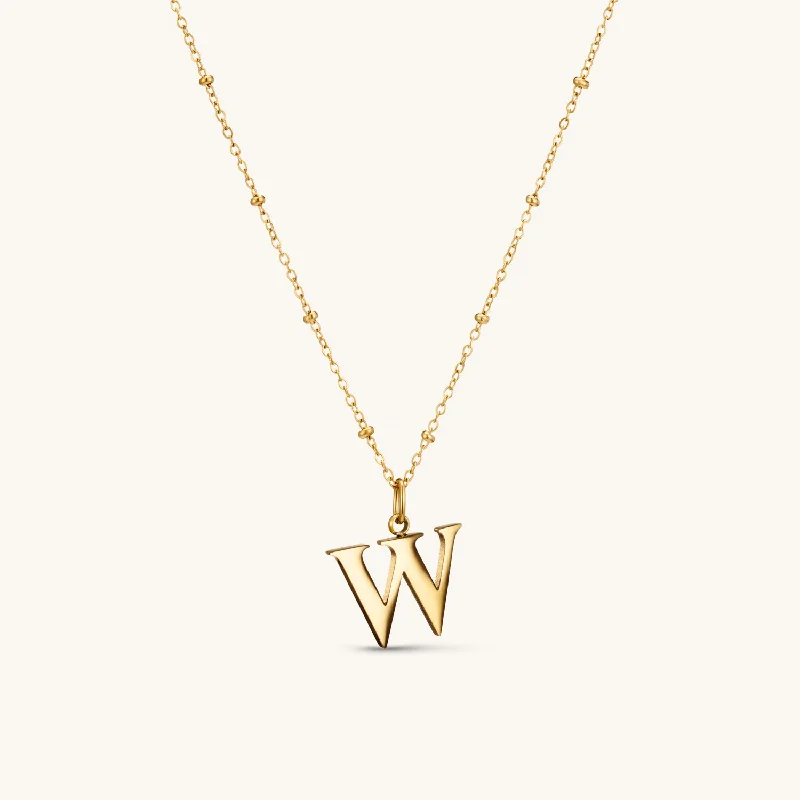 W Initial Pendant Necklace In Gold