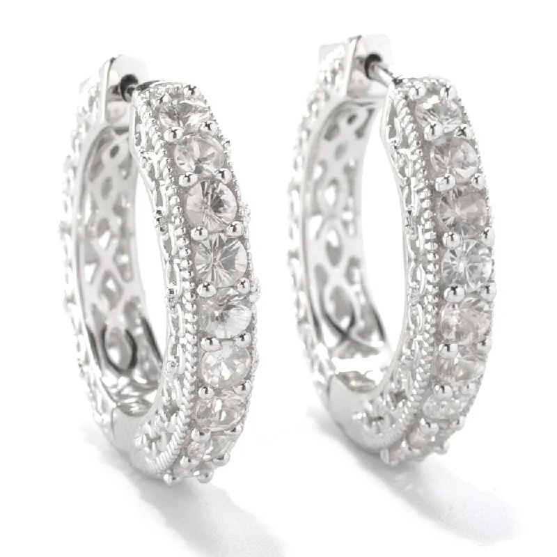 1" Nine-Stone Scrollwork Zircon Hoop Earrings