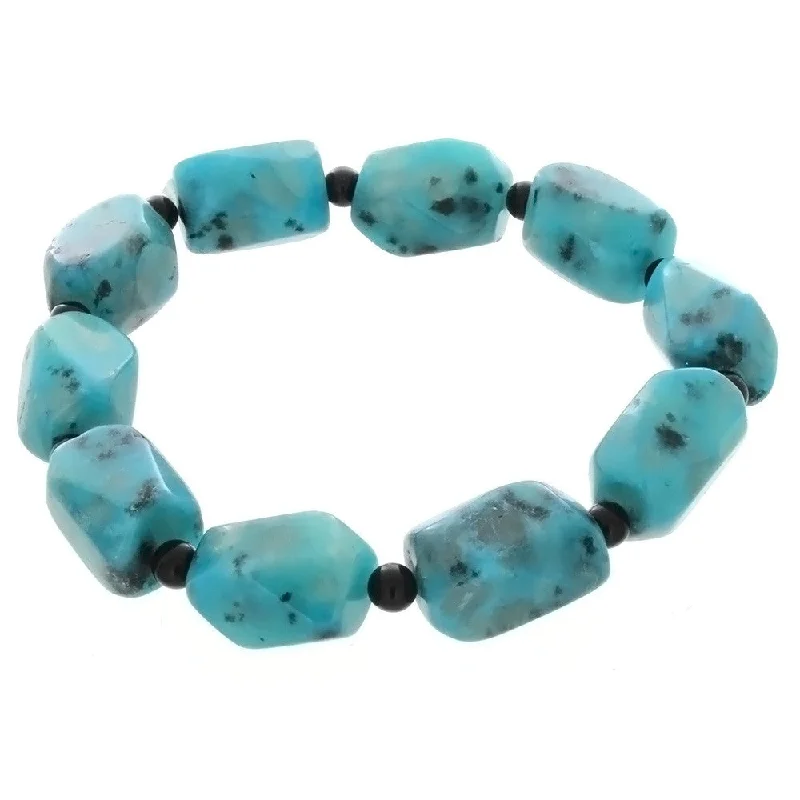 STRETCH GEMSTONE KIWI STONE BLUE NUGGET BRACELET