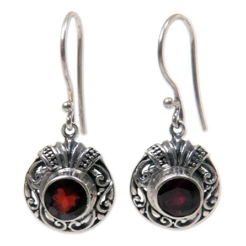 Handmade Sterling Silver Scarlet Ladybug Garnet Earrings (Indonesia) - Red - 1.2*0.5