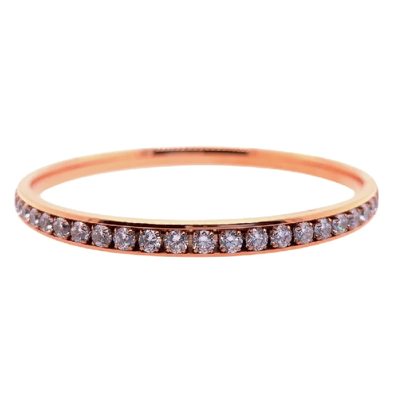 Rose Stainless Steel Crystal Channel Bangle