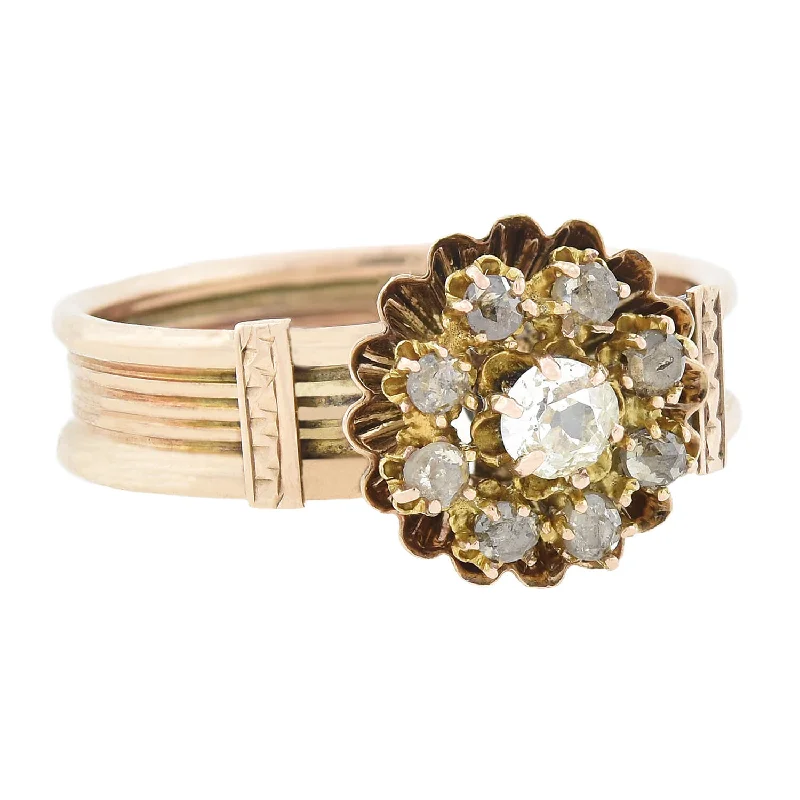 Victorian 10kt/14kt + Diamond Flower Ring