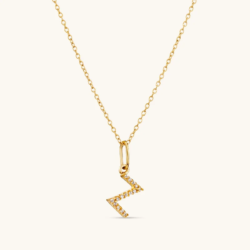 Z Crystal Initial Necklace in Gold