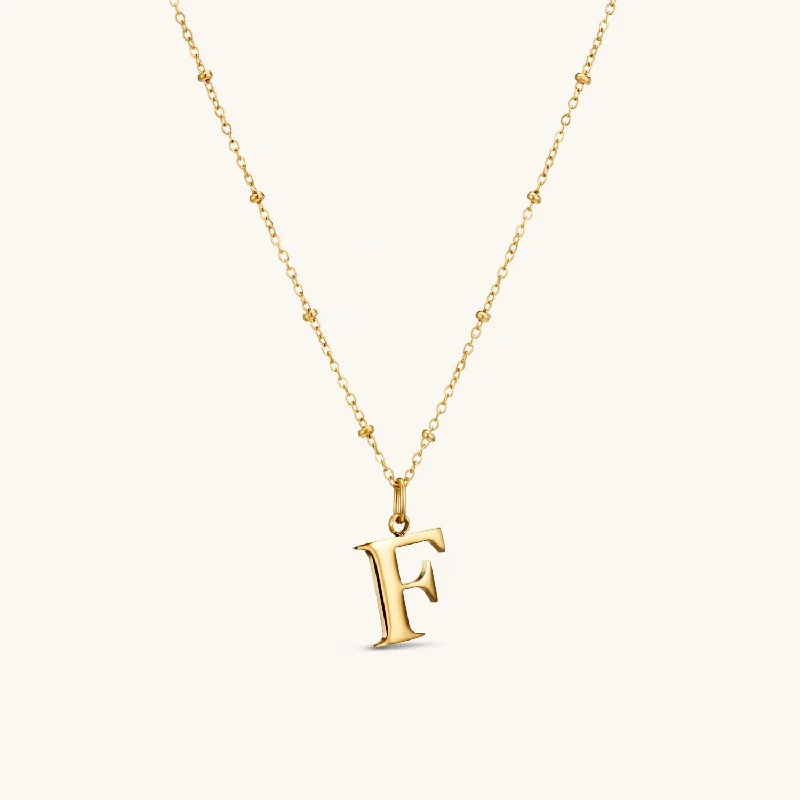 F Initial Pendant Necklace In Gold