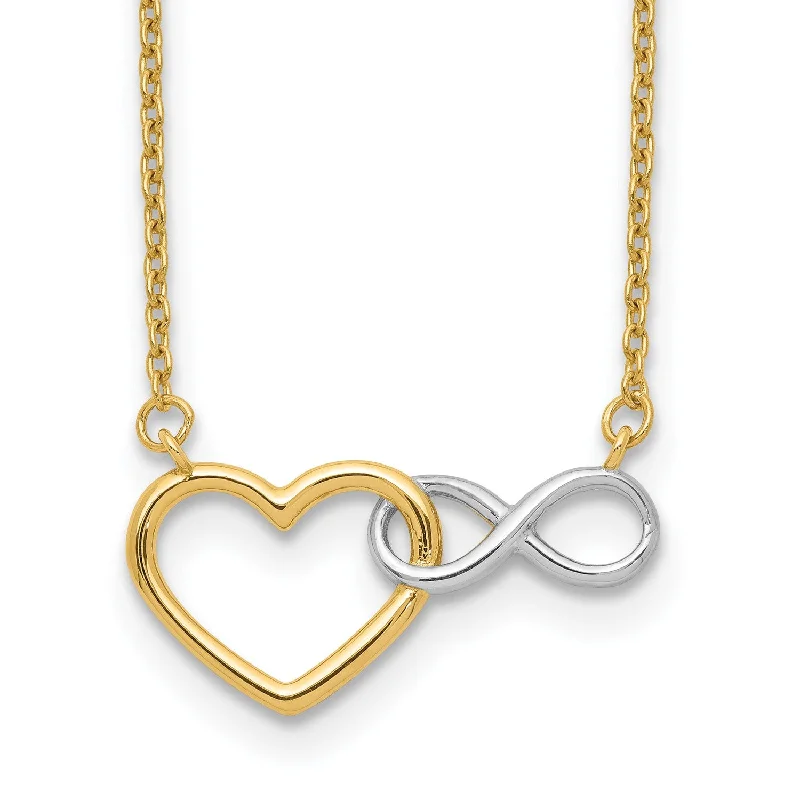 14KT Yellow Gold With Rhodium Plating 17-inch Infinity Heart Necklace