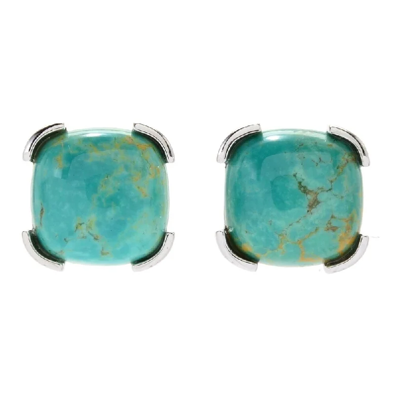 Sterling Silver 10mm Tyrone Turquoise Stud Earrings