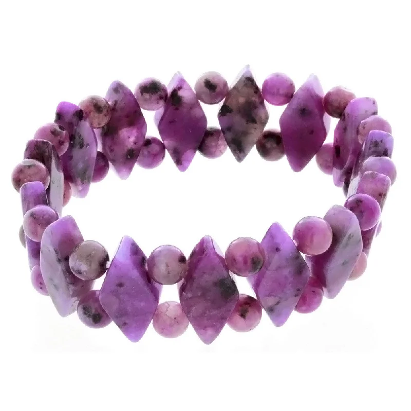 STRETCH GEMSTONE KIWI STONE PURPLE PRINCESS BRACELET