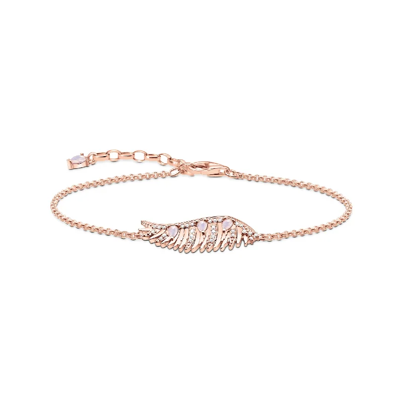 THOMAS SABO Bracelet phoenix wing with pink stones rose gold