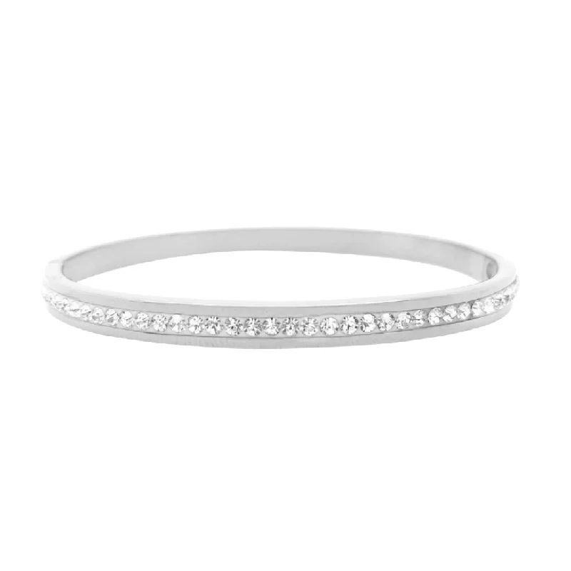 Pave Crystal Bangle in Stainless Steel