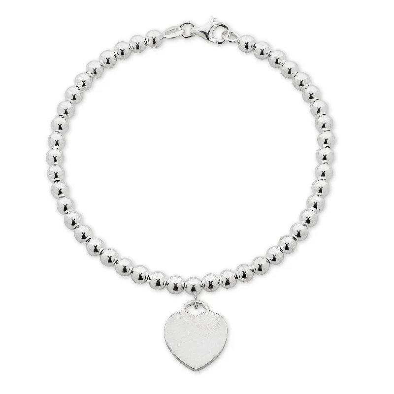 Stainless Steel White Ball Heart Disc Bracelet