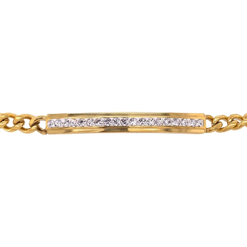 Stainless Steel Yellow Crystal ID Bracelet