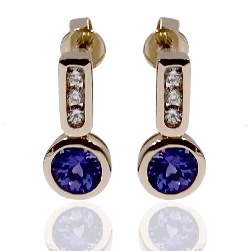 14KT Yellow Gold Tanzanite and Diamond Earrings