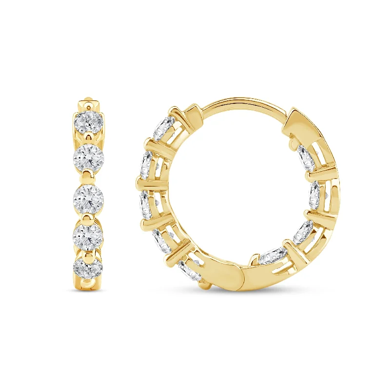 Lab Grown 1/2ct TDW Diamond Inside Out Hoop Earrings in 14k Gold for Women