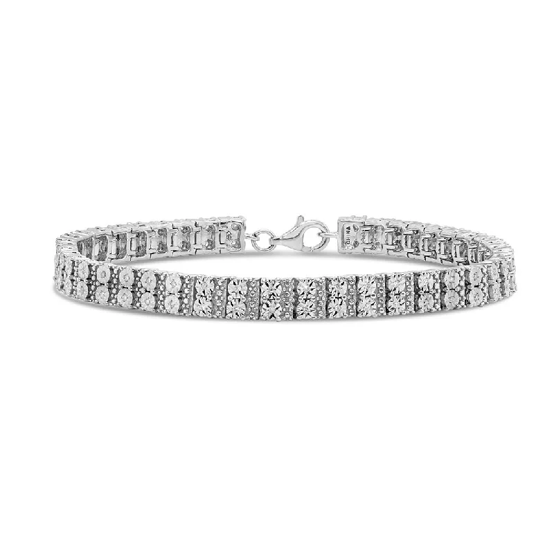 Brilliant Double Row Bracelet with 1/4ct of Diamonds in Sterling Silver