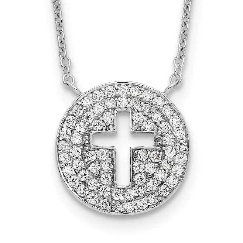 Sterling Silver Cubic Zirconia 18-inch Cross Necklace