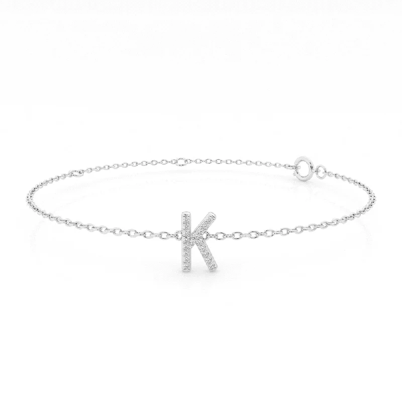 Brilliant Claw Initial Chain Bracelet with 0.05ct of Diamonds in Sterling Silver