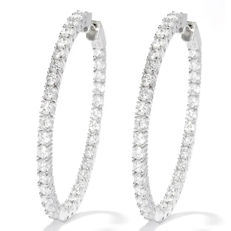 925 Sterling Silver White Natural Zircon Hoop Earrings