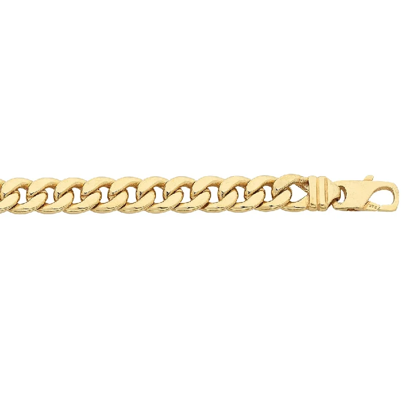 23cm 9ct Yellow Gold Silver Infused Flat Curb Bracelet