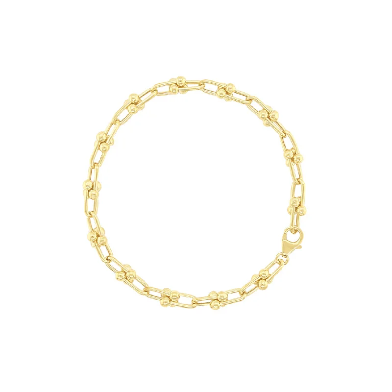 9ct Yellow Gold Silver Infused Horseshoe Link Bracelet