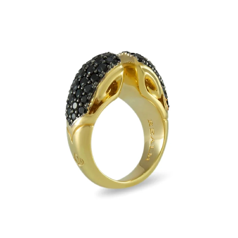 Spirit Pavé Stack Ring 13mm - 18K Gold Vermeil + CZ Noir