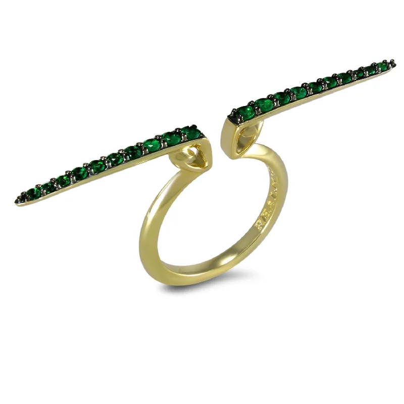 Linea Pavé Ring - 18K Gold Vermeil + CZ Vert