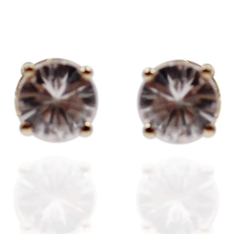 10Kt Yellow Gold White Natural Zircon Stud Earrings