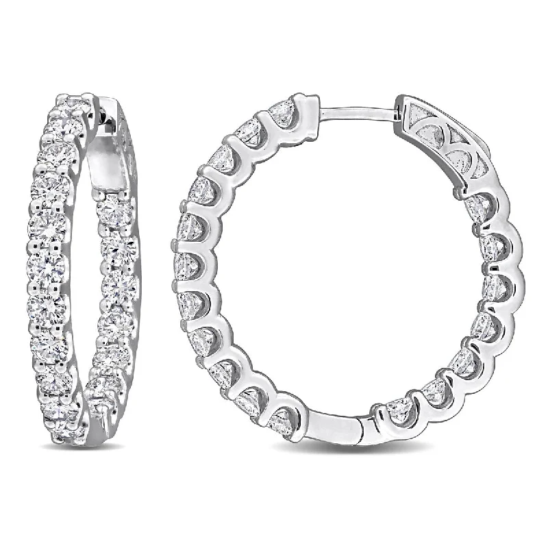 Created Forever 3 5/8ct TW Lab-Grown Diamond Inside Outside Hoop Earrings in 14k White Gold