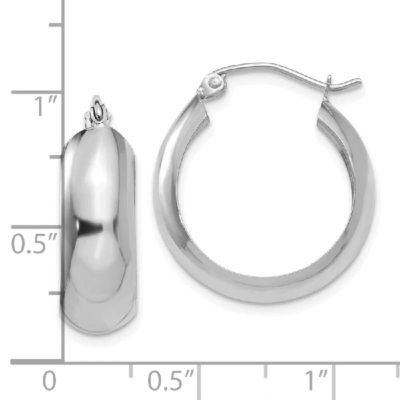 Diamond2Deal 10k White Gold Hoop Earrings (L-14mm, W-7mm)