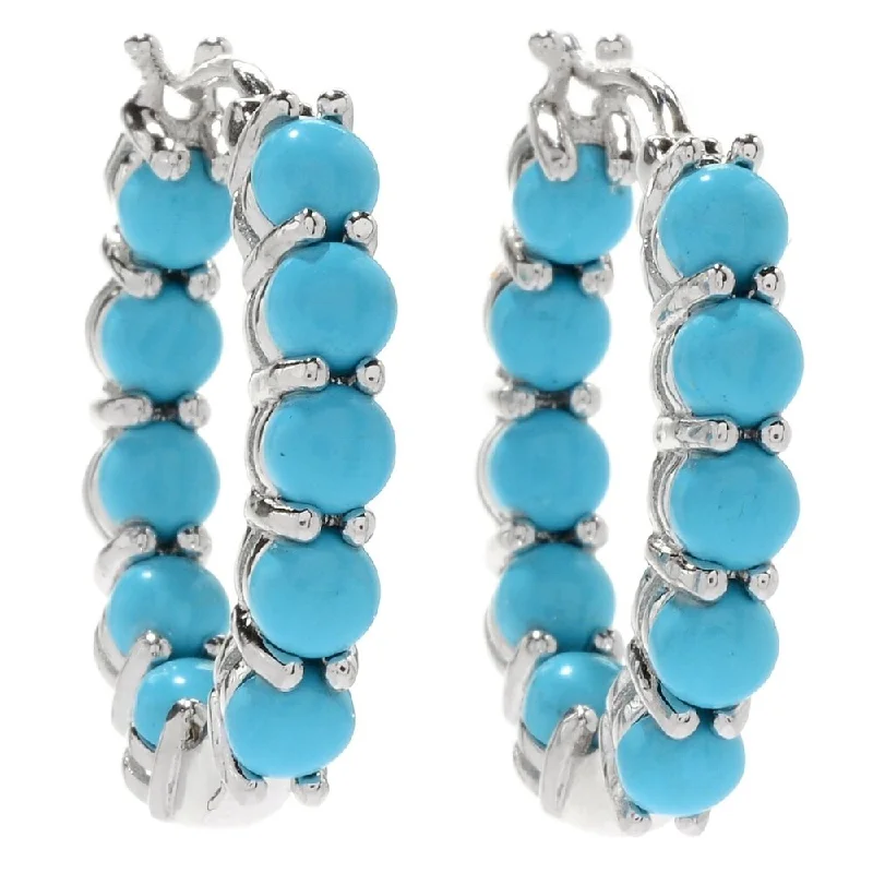 Sterling Silver Turquoise Inside-out Hoop Earrings