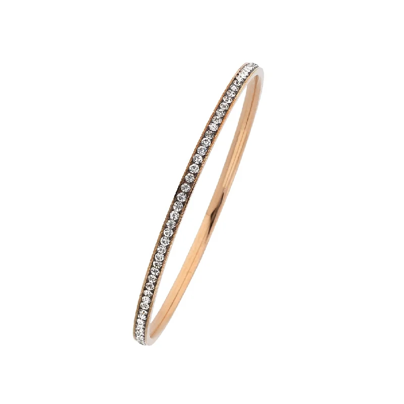 Rose Stainless Steel 3mm Crystal Channel Bangle