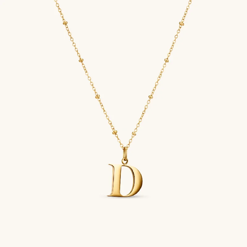 D Initial Pendant Necklace In Gold