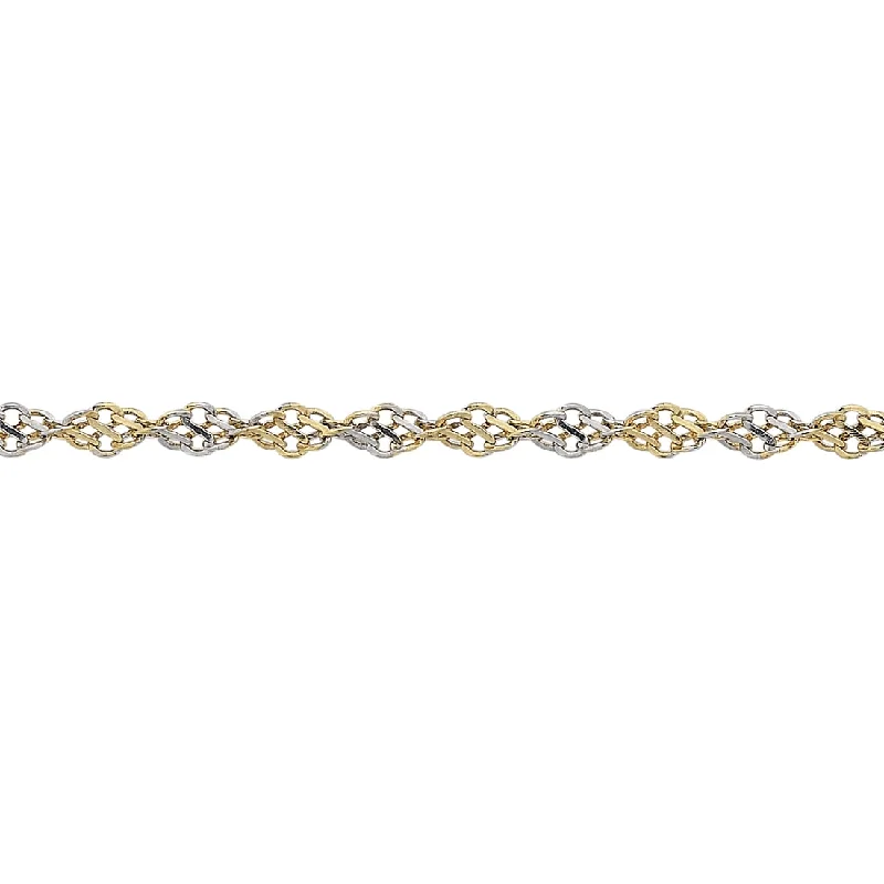 9ct Yellow Gold Silver Infused Two Tone Singapore Bracelet