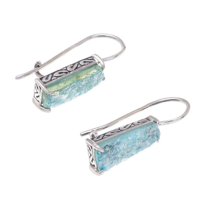 NOVICA Roman Towers, Roman glass drop earrings - 0.9*0.3