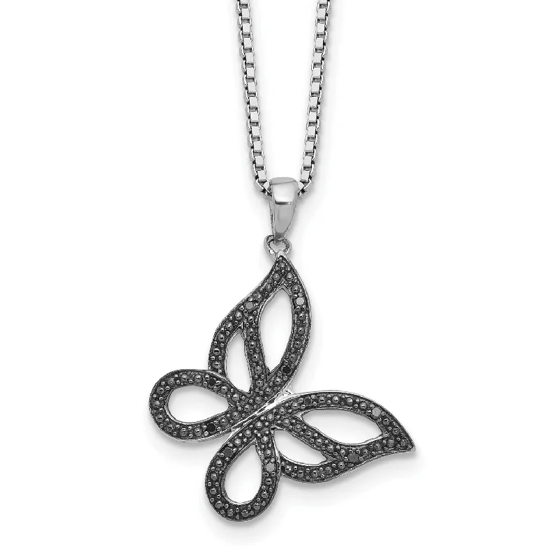 Sterling Silver 1/20 CTW Diamond 18-inch 20MM Butterfly Necklace