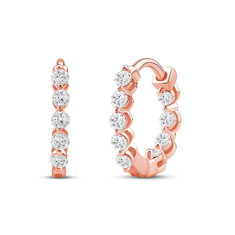 Lab Grown 1ct TDW Diamond Hoop Earrings in 14k Gold for Women