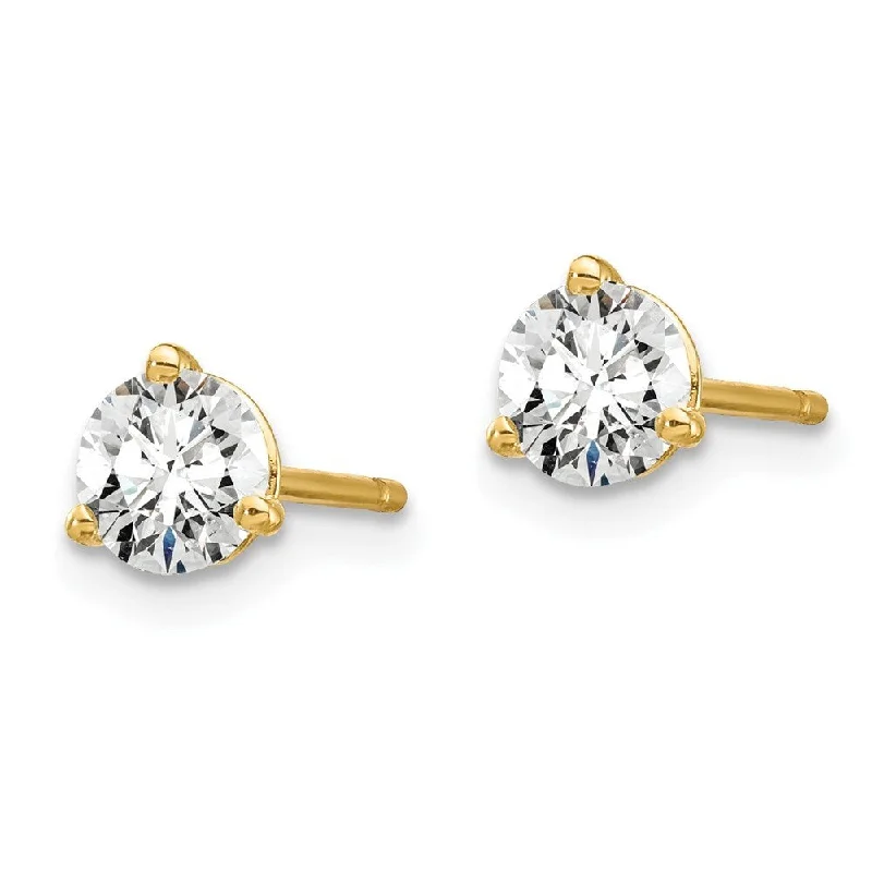 14k Yellow Gold Lab Grown Diamond Stud Earrings (2/3 cttw, Clarity- SI1-SI2, Color- G-H)