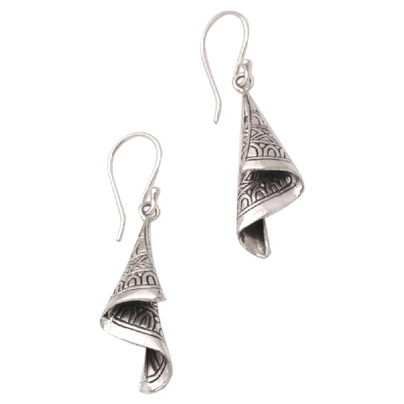 NOVICA Handmade Sterling Silver Shining Songket Earrings (Bali) - 1.8*0.4