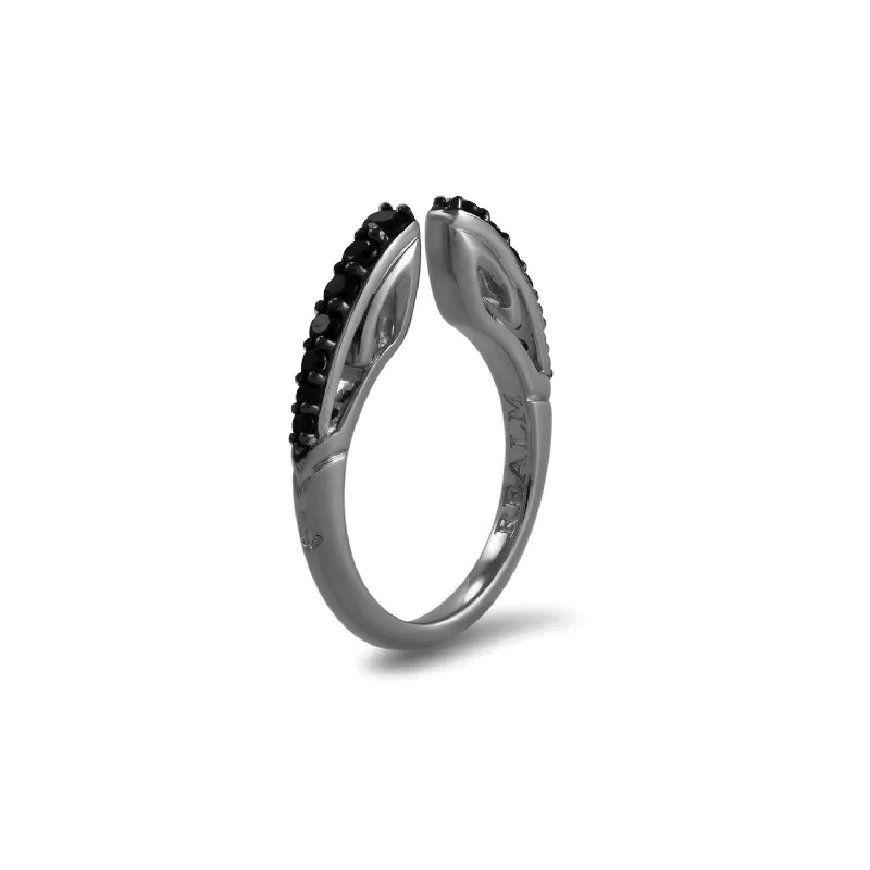 Spirit Pavé Stack Ring 2mm - Black Ruthenium Vermeil + CZ Noir