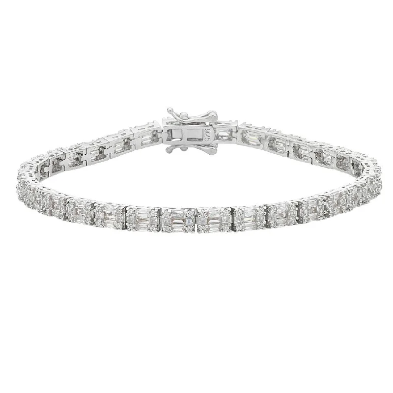 Sterling Silver White Cubic Zirconia Brilliant Tennis Bracelet