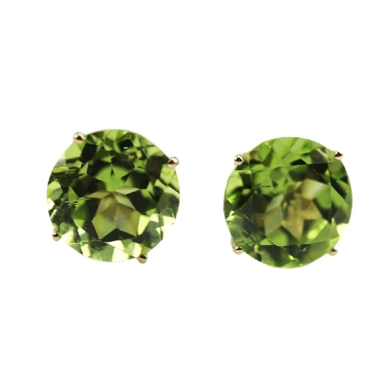 10K Yellow Gold 8mm Round-cut Peridot Stud Earrings