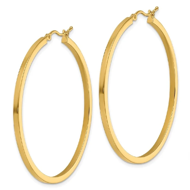 Diamond2Deal 10k Yellow Gold 2mm Square Tube Hoop Earrings (L-45mm, W-45mm)